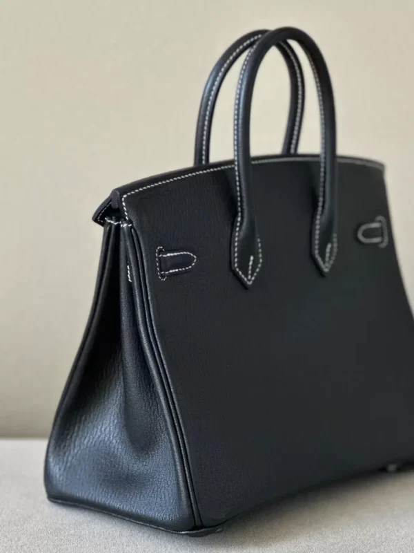Hermès Birkin Chevre CK89 Black & 06 Green Silver Hardware 25cm Full Handmade
