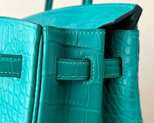 Hermes Birkin Matte Alligator crocodile Z6 Malachite green Gold Hardware 25cm Full Handmade