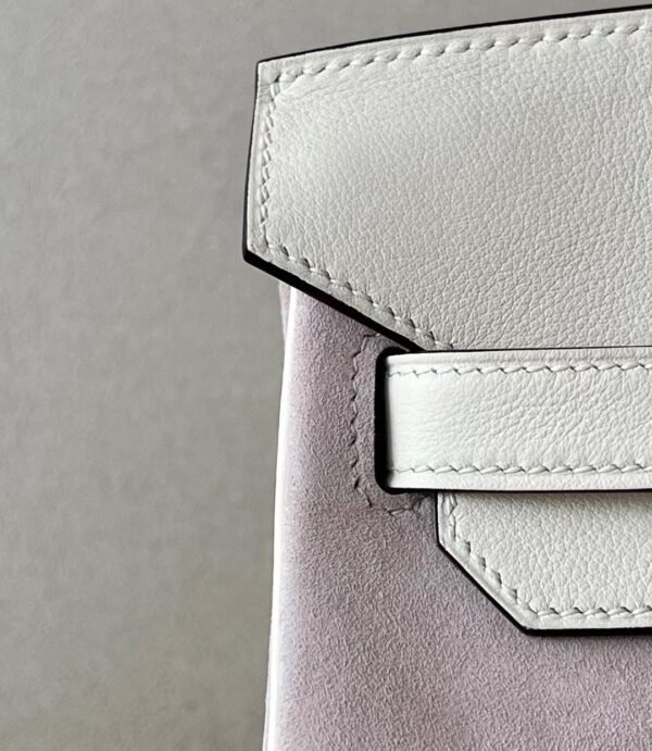 Hermès Birkin Swift & Chamois I2 Creamy White & 4W Light Purple Silver Hardware 30cm Full Handmade