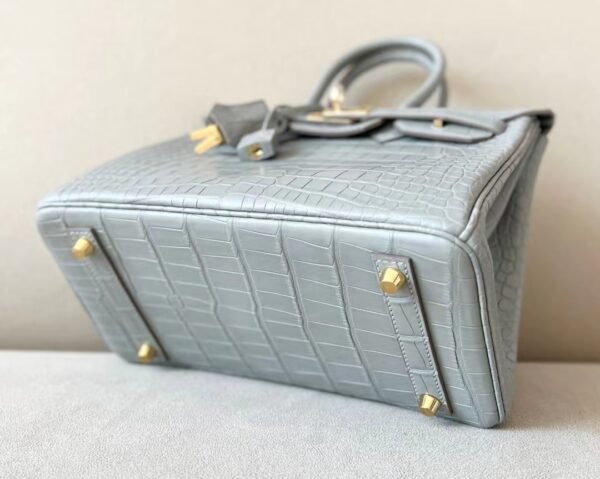 Hermès Brink Matte Alligator crocodile 80 Pearl grey Gold Hardware 25cm Full Handmade