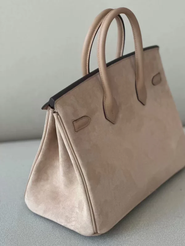 Hermès Birkin Swift & Chamois OM Tea Khaki Silver Hardware 25cm Full Handmade