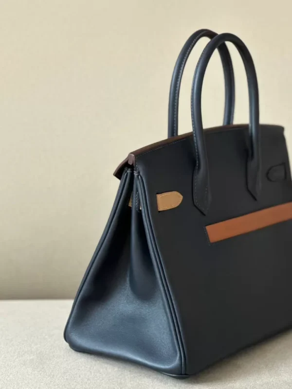 Hermès Birkin Swift 2S Deep Blue & CK89 Black & CK37 Golden Brown & OM Khaki & 08 Bright Blue Silver Hardware 30cm Full Handmade