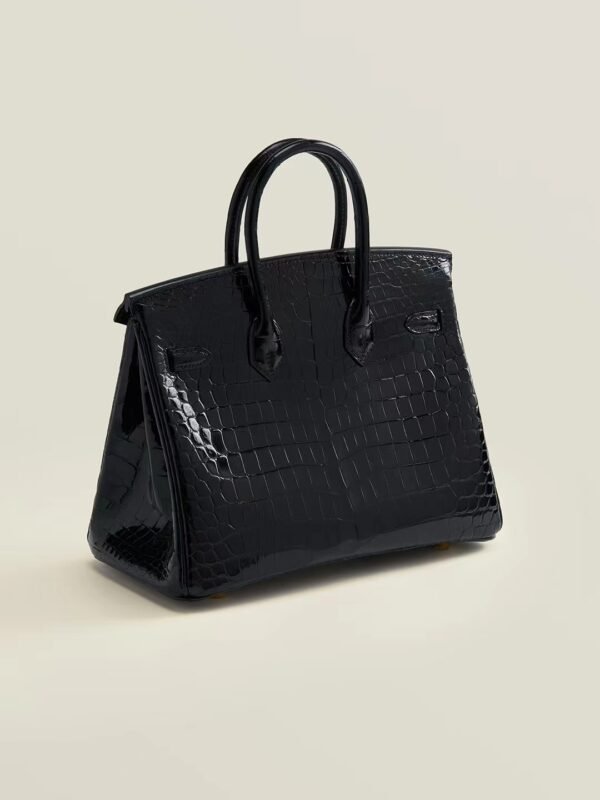 3ed40d8f47ce000 GPC Mode Birkin Shiny Alligator crocodile Black Gold Hardware 25cm Full Handmade