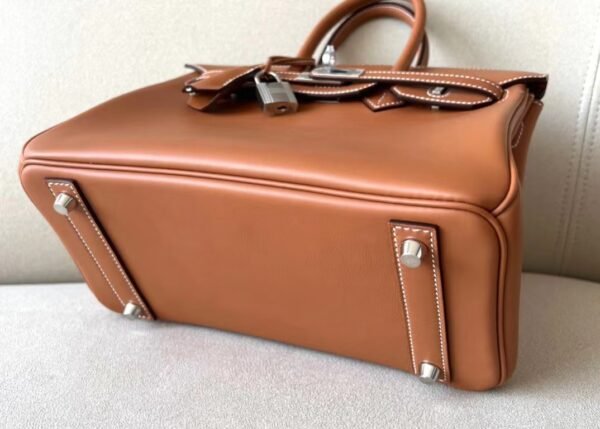 Hermès Birkin Swift CK37 Golden Brown Silver Hardware 25cm Full Handmade