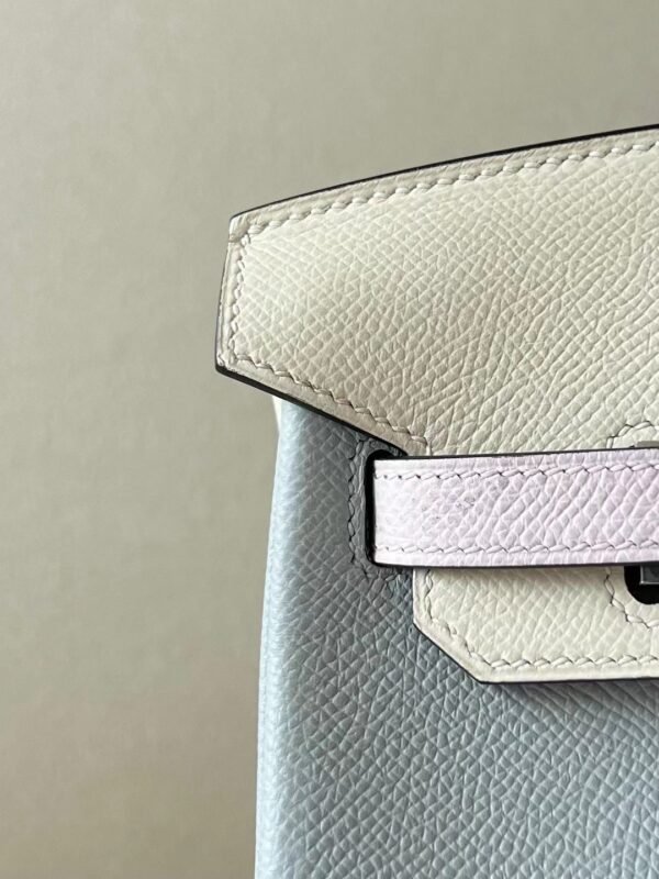 Hermes Birkin Epsom 8u Ice Blue & 10 Creamy White & 09 Light Purple Silver Hardware 25cm Full Handmade