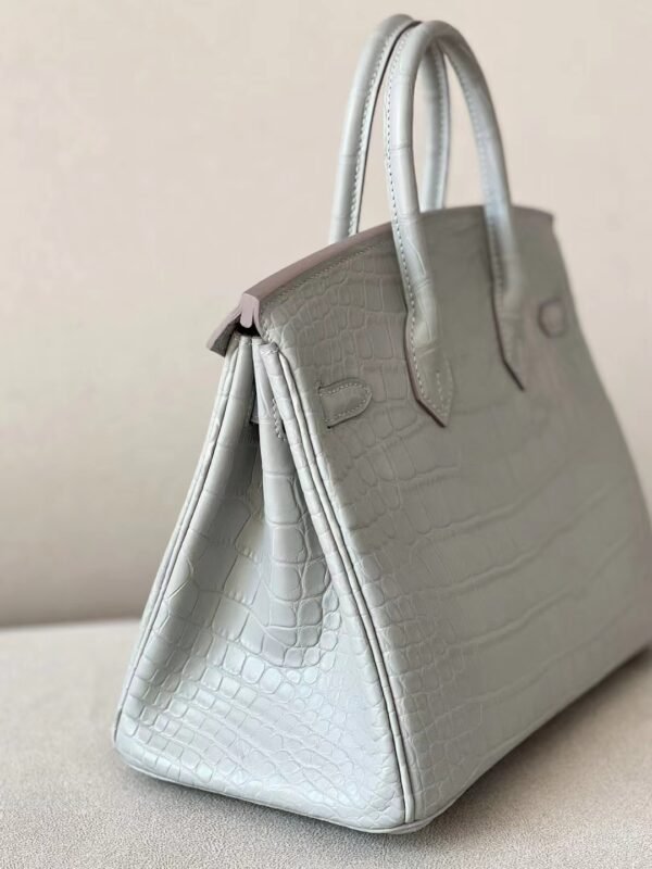 Hermès Brink Matte Alligator crocodile 80 Pearl grey Gold Hardware 25cm Full Handmade