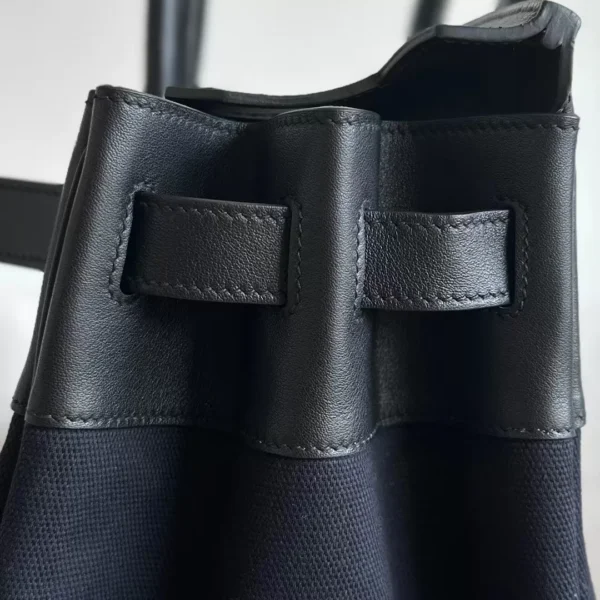 Hermès Birkin Swift & Canvas CK89 Black & 2Z Deep Blue Silver Hardware 40cm Full Handmade