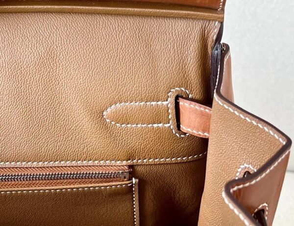 Hermes Birkin GARGO canvas & Barenia Brown & White & Blue Silver Hardware 35cm Full Handmade