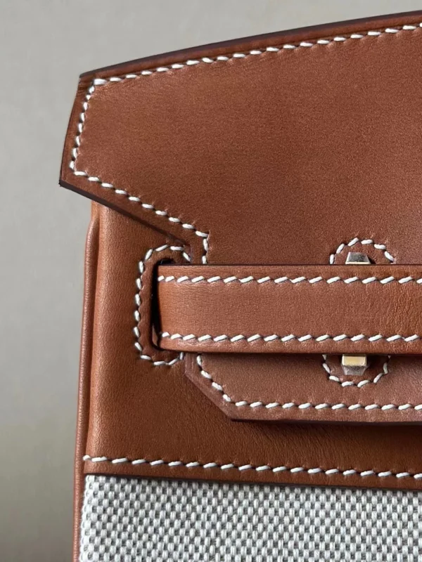 Hermès Birkin canvas & Barenia CK37 Golden Brown Gold Hardware 25cm Full Handmade