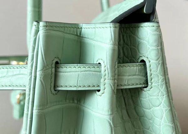 Hermès Birkin Matte Alligator crocodile 6U Mint green Gold Hardware 30cm Full Handmade