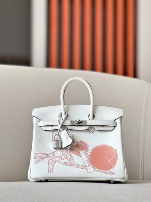 Hermes Birkin Swift printing Creamy White Silver Hardware 25cm Full Handmade