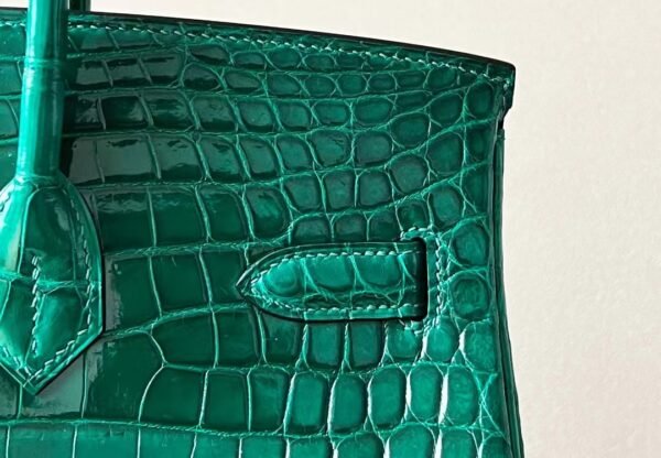 Hermes Birkin Shiny Niloticus crocodile 6Q jade green Gold Hardware 35cm Full Handmade