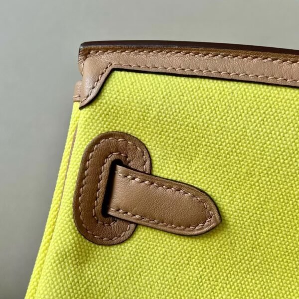 4bd431c9515b778 Hermes Birkin Cargo Canvas & Swift 9R Lemon yellow & OM Tea Khaki Silver Hardware 35cm Full Handmade