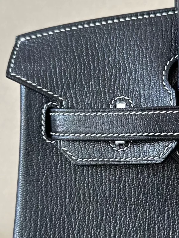 Hermès Birkin Chevre CK89 Black & 06 Green Silver Hardware 25cm Full Handmade