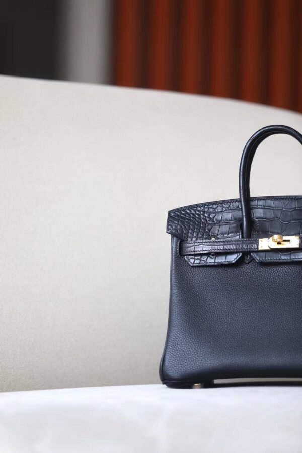 Hermès Birkin togo & Niloticus Black Gold Hardware 25cm Full Handmade