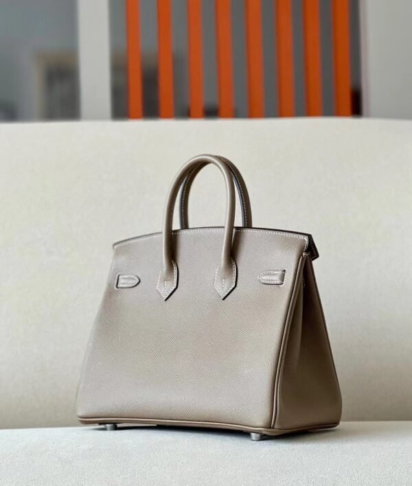 Hermès Birkin Epsom CK18 Etoupe Grey Silver Hardware 25cm Full Handmade