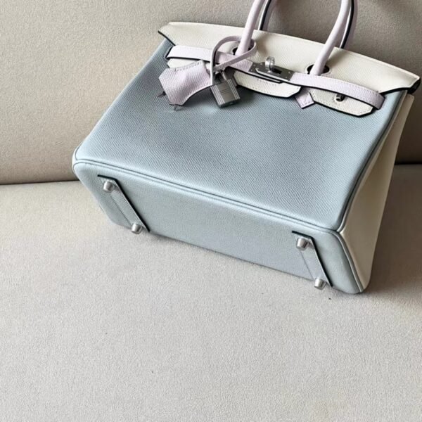 Hermes Birkin Epsom 8u Ice Blue & 10 Creamy White & 09 Light Purple Silver Hardware 25cm Full Handmade