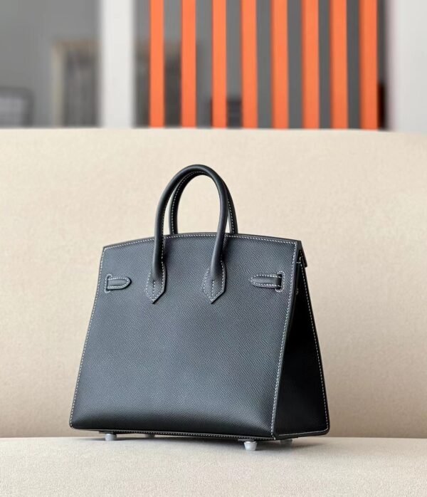 Hermes Birkin Epsom CK89 Black Silver Hardware 25cm Full Handmade