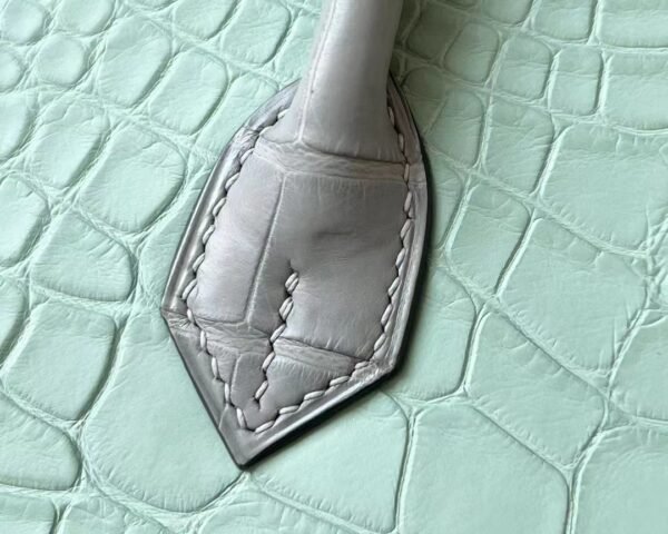 Hermès Birkin Matte Alligator crocodile 6U Mint green & 80 Pearl grey Silver Hardware 25cm Full Handmade