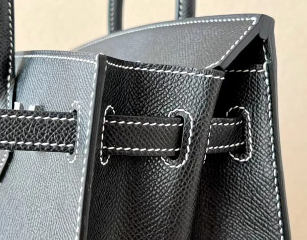 Hermes Birkin Epsom CK89 Black Silver Hardware 25cm Full Handmade