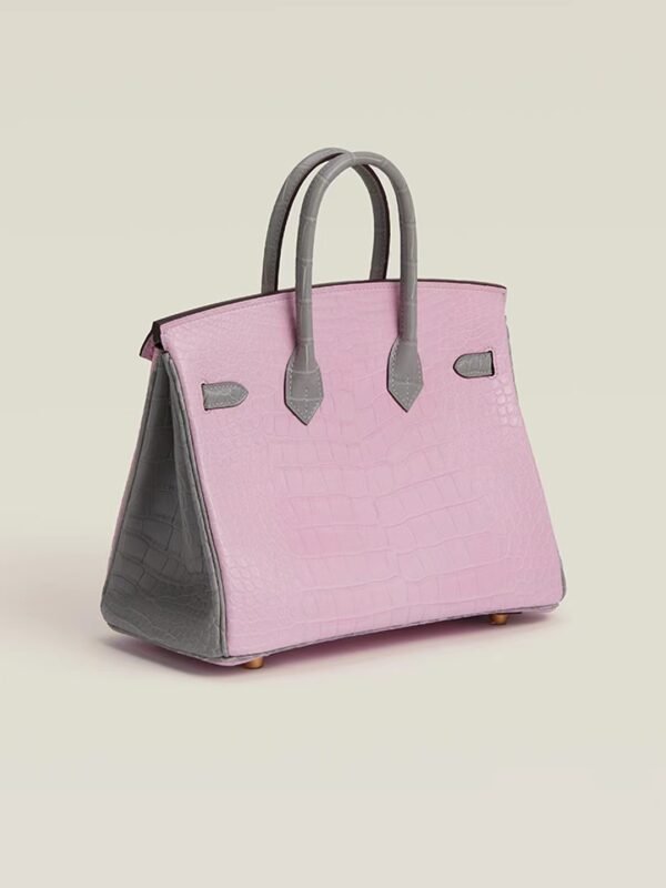 GPC Mode Birkin Matte Alligator crocodile Pink & Pearl grey Gold Hardware 25cm Full Handmade