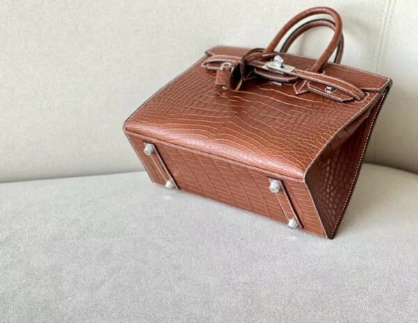 Hermes Birkin Matte Alligator CK37 Golden Brown Silver Hardware 25cm Full Handmade