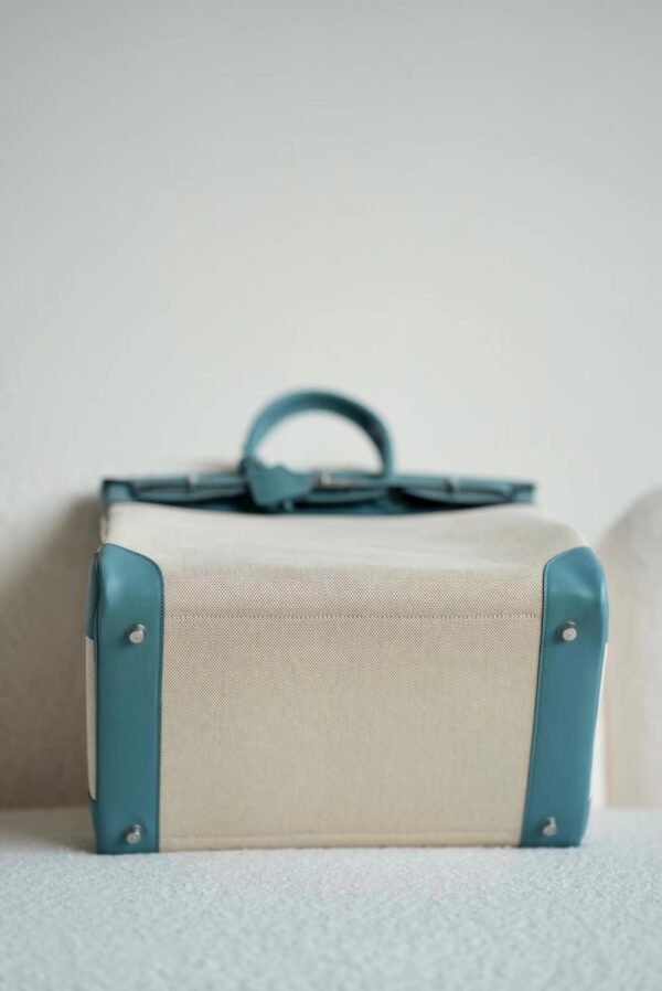 5c37156e9274392 Hermes Birkin Hac Togo & Canvas CK75 denim blue Silver Hardware 40cm Full Handmade