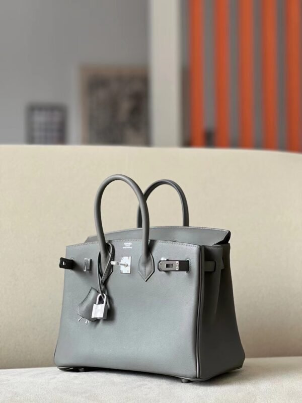 Hermès Brikin Swift 0L medium grey Silver Hardware 25cm Full Handmade