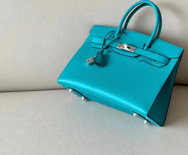 Hermes Birkin Epsom 7F Peacock blue Silver Hardware 30cm Full Handmade