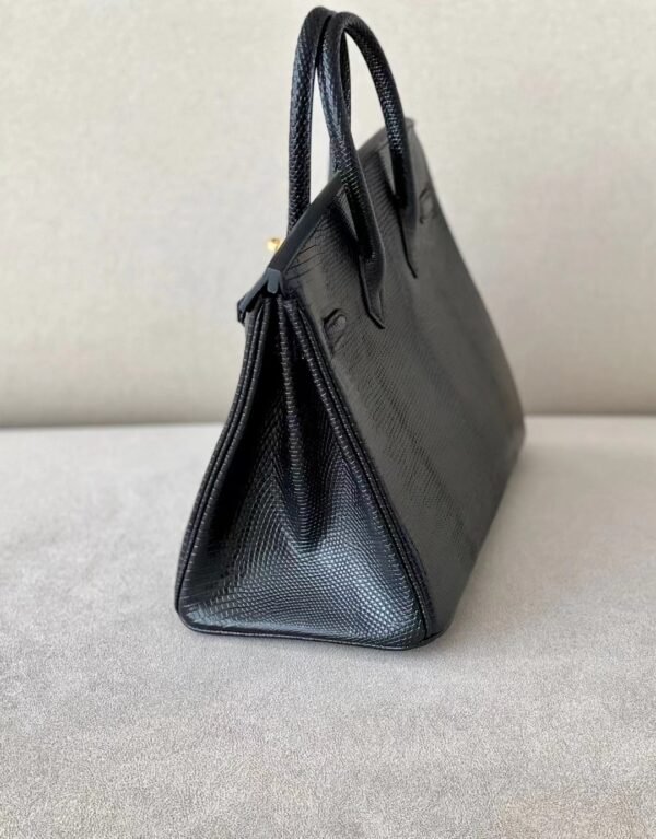 Hermes Birkin Lizard Black Gold Hardware 25cm Full Handmade