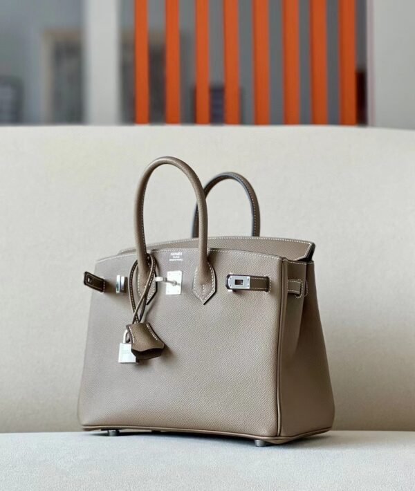 Hermès Birkin Epsom CK18 Etoupe Grey Silver Hardware 25cm Full Handmade