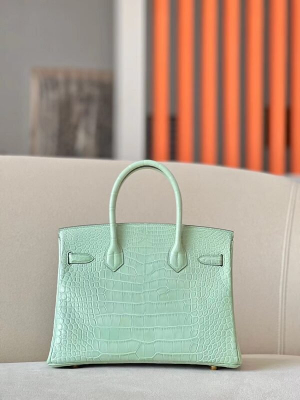 Hermès Birkin Matte Alligator crocodile 6U Mint green Gold Hardware 30cm Full Handmade