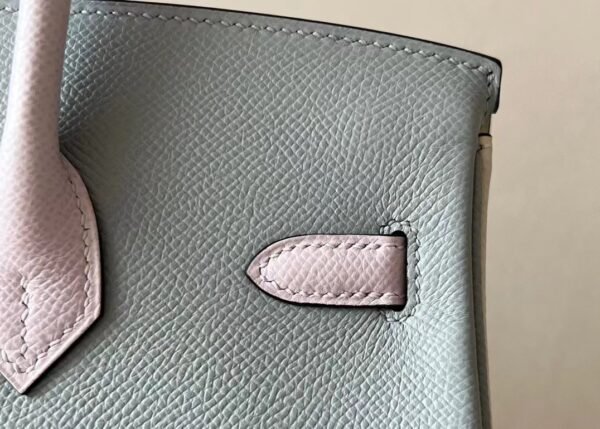 Hermes Birkin Epsom 8u Ice Blue & 10 Creamy White & 09 Light Purple Silver Hardware 25cm Full Handmade