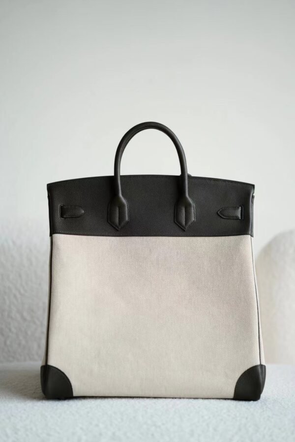 60cb31facfa7642 Hermes Birkin Hac Togo & Canvas C6 sage green Silver Hardware 40cm Full Handmade