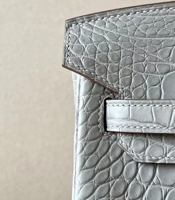 Hermes Birkin Matte Alligator crocodile 80 Pearl grey Silver Hardware 25cm Full Handmade