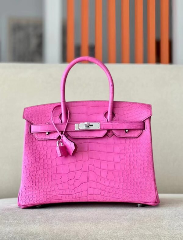 Hermès Birkin Matte Alligator crocodile 5R Rose Pink Silver Hardware 30cm Full Handmade