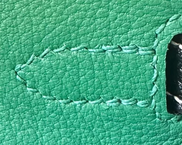 Hermès Birkin Chevre CK89 Black & 06 Green Silver Hardware 25cm Full Handmade