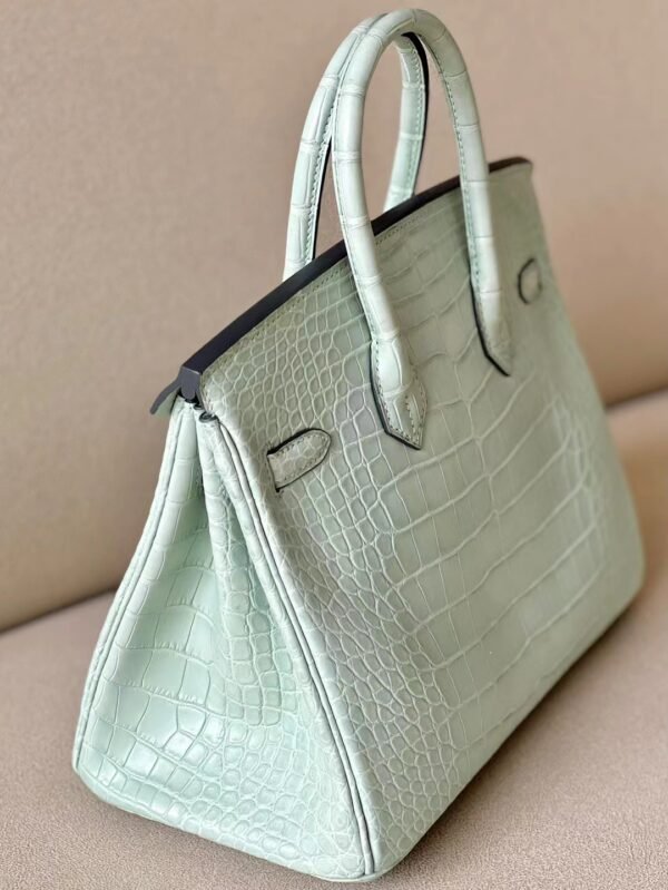 Hermes Birkin Matte Alligator crocodile 6U Mint green Silver Hardware 25cm Full Handmade