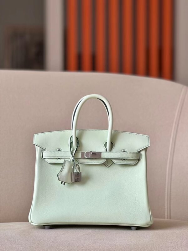 Hermes Birkin Swift 0S Light Green Silver Hardware 25cm Full Handmade