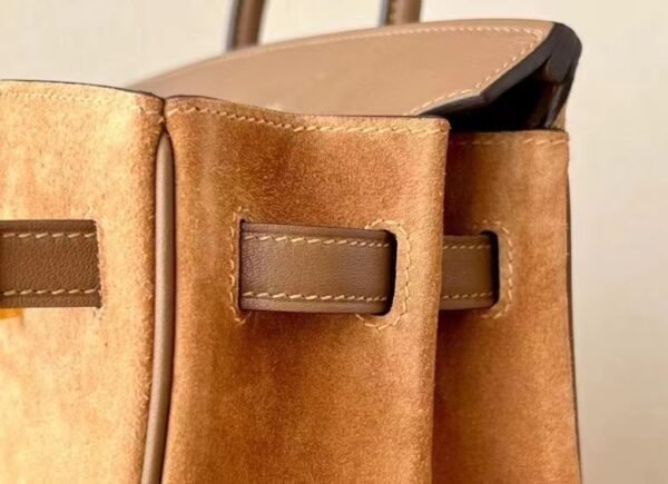 Hermes Birkin Swift & chamois 3G chestnut & 4B khaki Gold Hardware 25cm Full Handmade