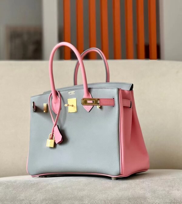 6b4faf4c7dd79a5 Hermes Birkin epsom 4Z Gull grey & 1Q Creamy Pink Gold Hardware 30cm Full Handmade