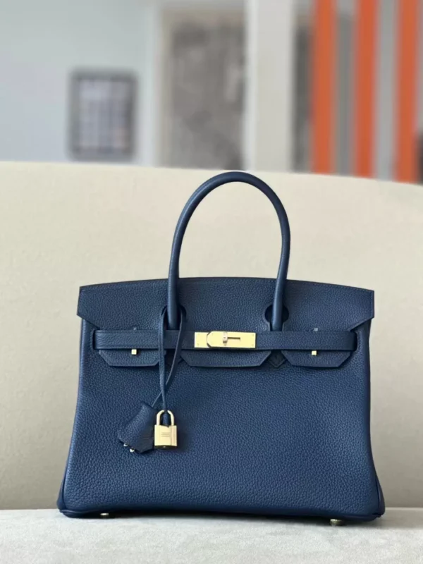 Hermès Birkin Togo 73 Gem Blue Gold Hardware 30cm Full Handmade