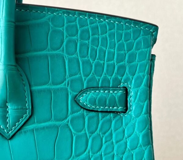 Hermes Birkin Matte Alligator crocodile Z6 Malachite green Gold Hardware 25cm Full Handmade