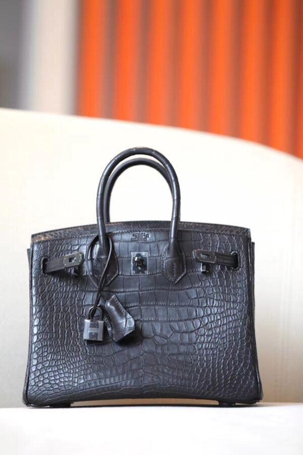 Hermes Birkin Matte Alligator crocodile CK89 Black silver-black Hardware 30cm Full Handmade