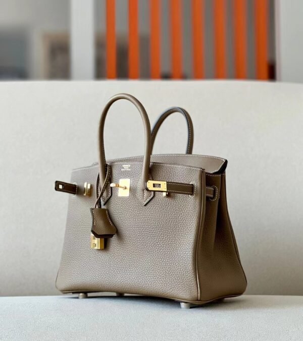 Hermes Birkin Togo CK18 Etoupe Grey Gold Hardware 25cm Full Handmade