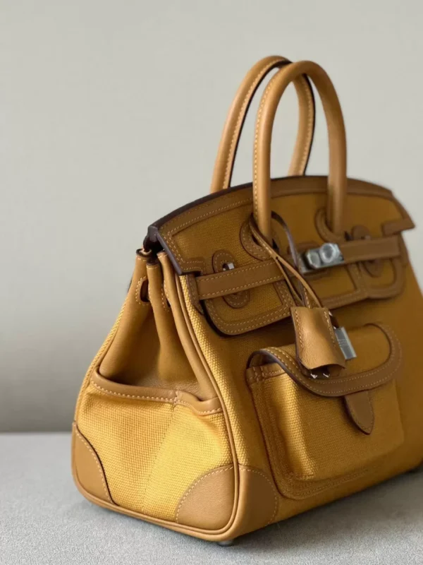 Hermès Birkin Canvas & Swift 2S Sesame yellow Silver Hardware 25cm Full Handmade