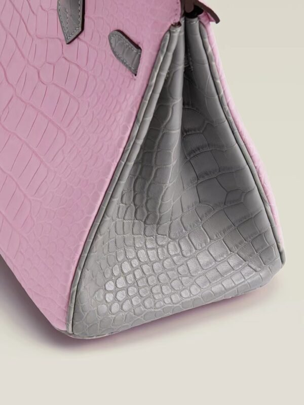 GPC Mode Birkin Matte Alligator crocodile Pink & Pearl grey Gold Hardware 25cm Full Handmade
