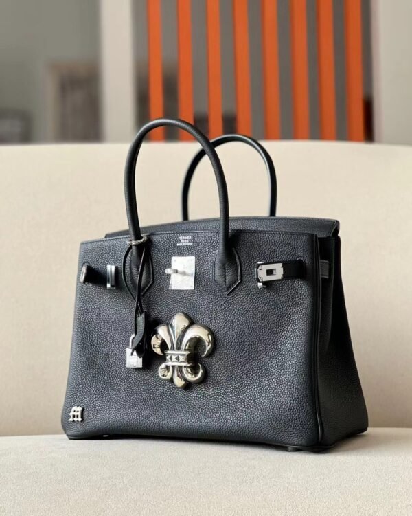 Hermes Birkin Chrome hearts Togo Black Silver Hardware 30cm Full Handmade