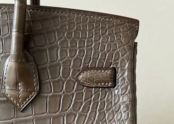 7139c89cac0676f-jpg Hermès Birkin Matte Alligator crocodile Ck18 Etoupe Grey Gold Hardware 25cm Full Handmade