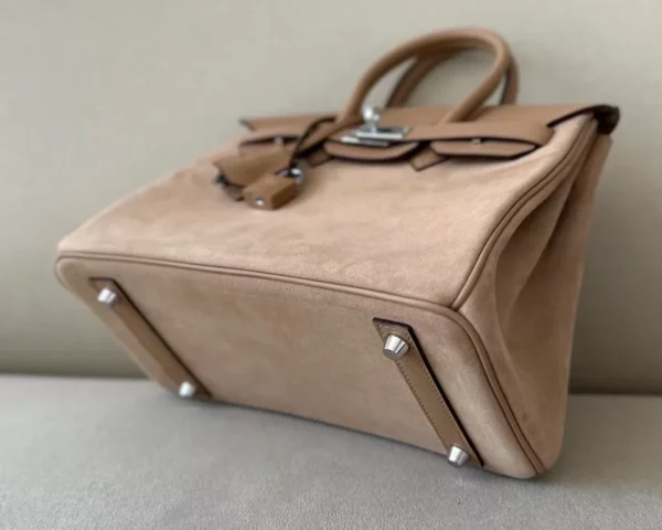 Hermès Birkin Swift & Chamois OM Tea Khaki Silver Hardware 25cm Full Handmade
